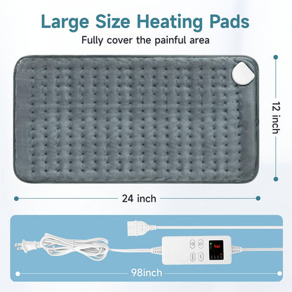 Heating Pad for Back, Large Heating Pads for Body Muscle Pain Cramps Relief, 6 Heat Settings Machine Washable Electric Heating Pad, Birthday Christmas Gifts for Women Mom