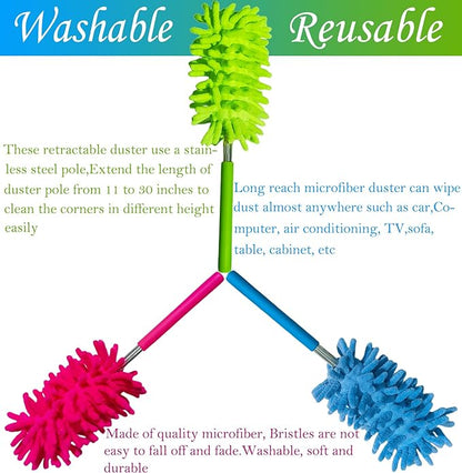 M-Jump 3 Pack Retractable Long-Reach Washable Duster