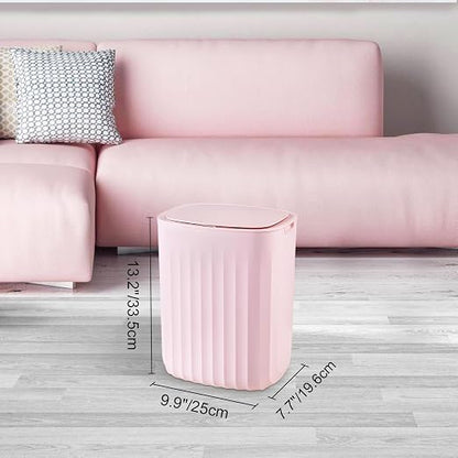 ELPHECO 3.5 Gallon Waterproof Motion Sensor Bedroom Trash Can with Lid Bathroom Accessories, Bathroom Decor Automatic Garbage Bin for Living Room Office, Pink