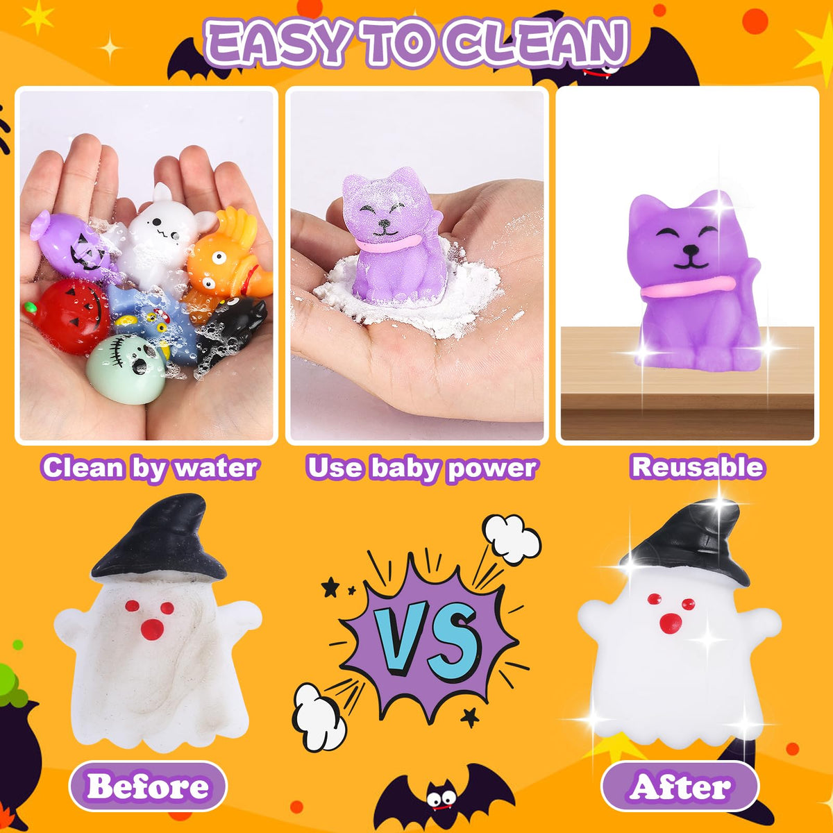 68Pcs Halloween Squishy Toys for Kids, Halloween Party Favors, Trick or Treat Goodie Bag Fillers, Kawaii Squishy Halloween Toys Gifts for Boys Girls Classroom Rewards