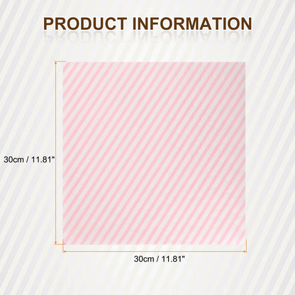 HARFINGTON 100pcs Square Stripes Wax Paper, 12" x 12", Pink