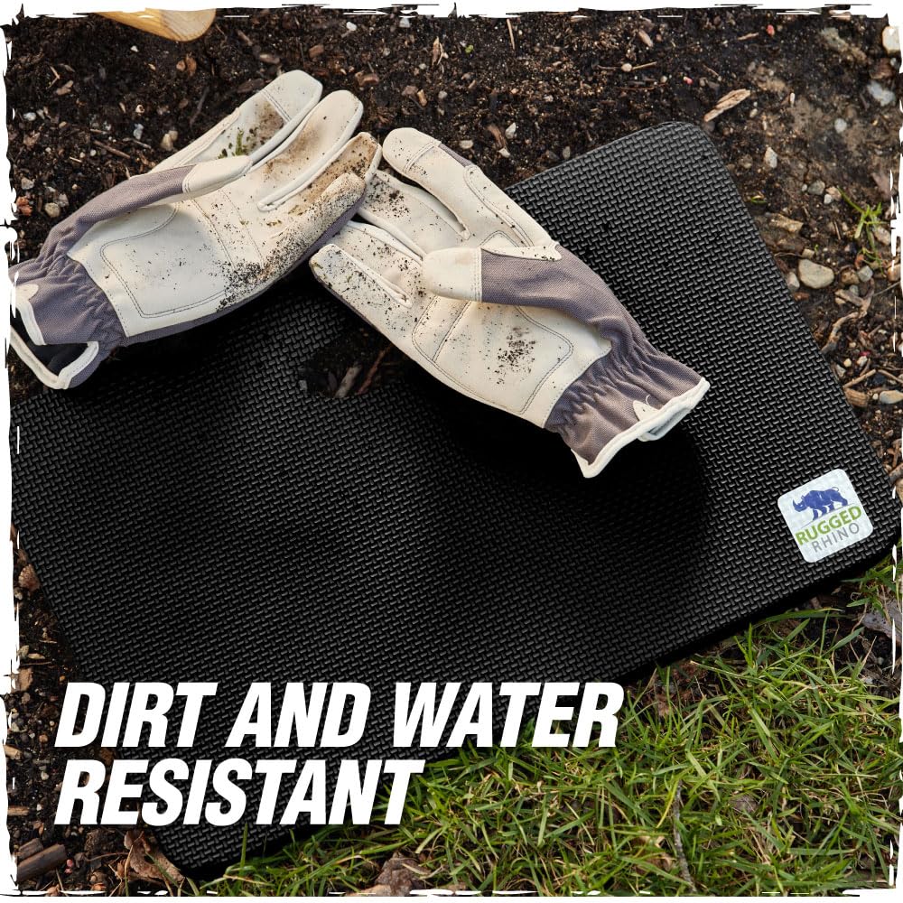 Rugged Rhino Heavy Duty Foam Patent Pending Kneeling Pad, Comfortable Thick Garden Knee Pads Resists Water, Durable Shock Absorbent, Comfortable, Gardening, Mechanic Tools, Bathing Baby, Onyx Black