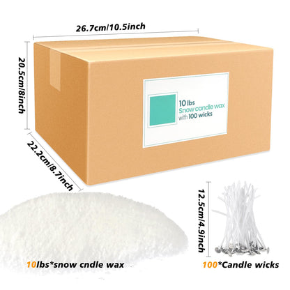 pliadvbu 10 lb Wax Sand DIY Pearl Candle Kit, 100 Wicks, Natural Pearl Wax, Reusable, Unscented Powder for Making, Weddings and Parties