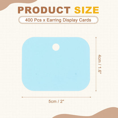 PATIKIL 400Pcs Earring Display Cards, 1.6"x2" Kraft Paper Stud Earring Holder Card, Blank Hanging Tag 2 Holes for Ear Stud Small Jewelry Selling Packaging Supply, Light Blue