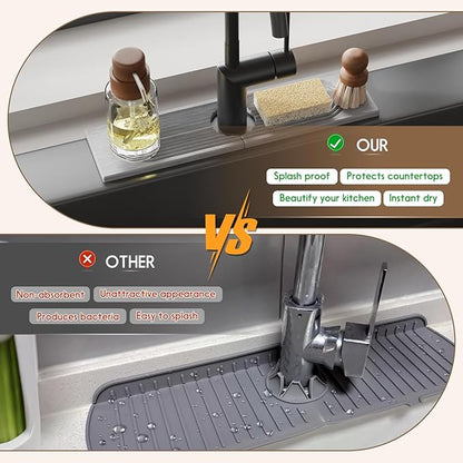 Faucet Mat for Kitchen Sink, Diatomite Quick Drying Tray, 15.8 Inch Kitchen