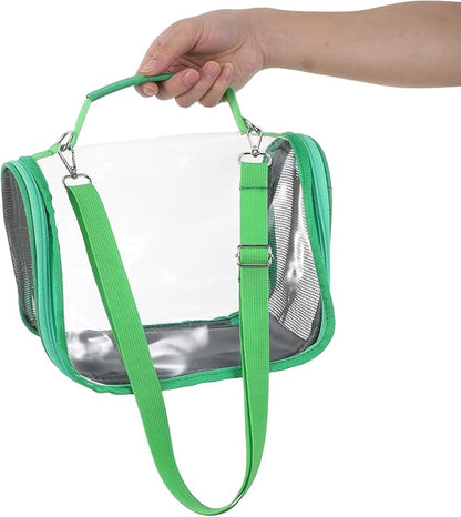 Happyyami Portable Small Bird Travel Carrier Cage with Handheld Bag, Lightweight Green Parrot and Lizard Outing Cage for Outdoor Transport and Vet Visits