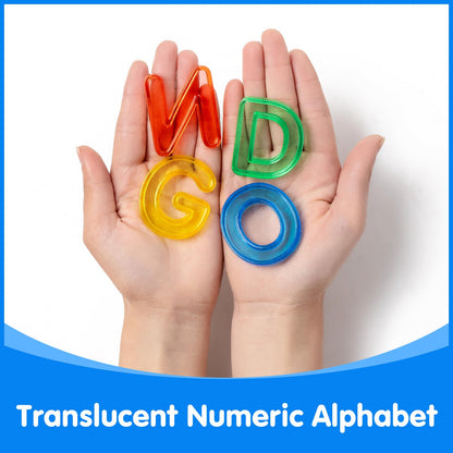 Odoorgames 66 Pcs Translucent Letters and Numbers – Light Table Toys, Manipulatives and Accessories for Enhanced Learning & Fun