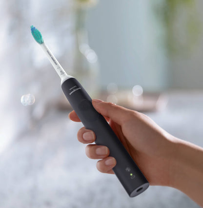 Philips Sonicare 3100 Series Sonic Electric Toothbrush (Dual Pack) with Pressure Sensor and BrushSync replacement reminder (Black and White) (Black and White)