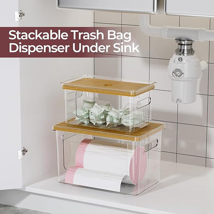 Delamu Acrylic Trash Bag Holder, 2 Pack Stackable Garbage Bag Dispenser