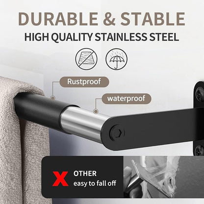 JUYSON Bathroom Towel Bar 24 Inch, Towel Racks for Bathroom Wall Mounted, Stainless Steel Heavy Duty Modern Single Towel Bar Holder Towel Rod Wall Mounted(Single Bar-Black, 24 in)