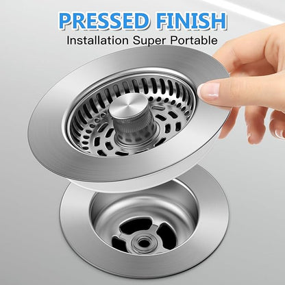 3-in-1 Stainless Steel Kitchen Sink Drain Strainer, JOMST Kitchen Gadget – Fast