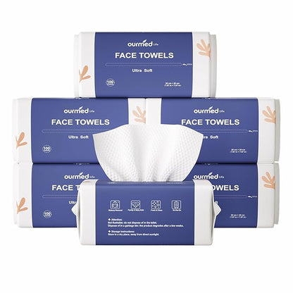 Ourmed Life Face Towels, Disposable Biodegradable Clean Facial Wash Cloth