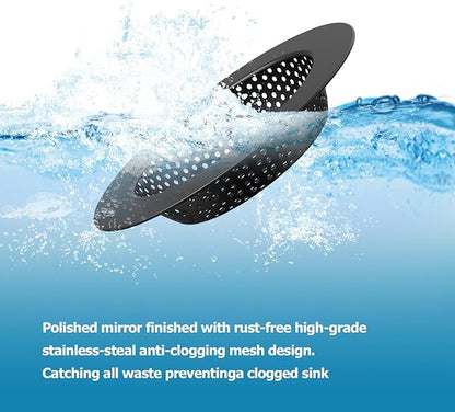 Black Kitchen Sink Drain Strainer, Sink Drain Cover, Food Catcher, Large Wide
