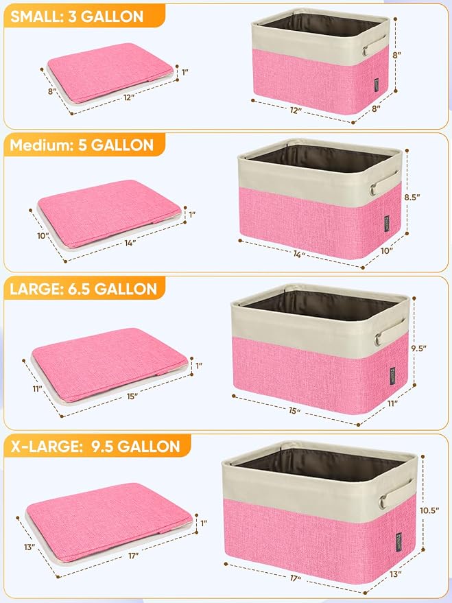 BALEINE 1 Pack Fabric Closet Storage Bins for Shelves, Linen Closet Organizers and Storage, Decorative Baskets for Organizing, Shelf, Clothes, Home, Office (Pink, 14''x10''x8.5')