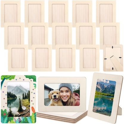 SAYAYA 40 PCS Unfinished Wood Picture Frames Bulk 4x6, DIY Wooden Photo Frames for Crafts, Solid Wood Blank Picture Frames for Painting, Ideal for Classroom Projects, Party Decor, Mother’s Day Gifts