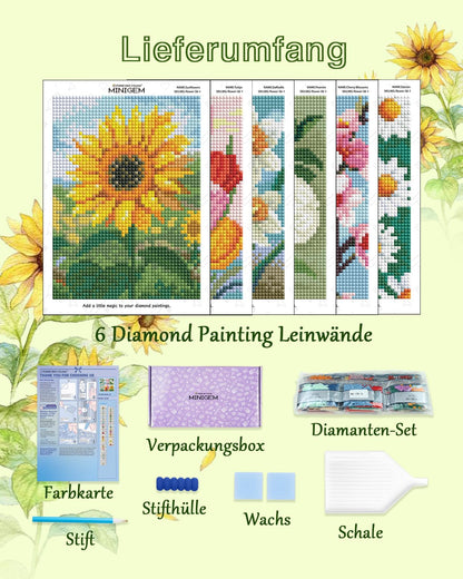 forever young Minigem Diamond Art Flowers Kits for Beginners, 6 Pcs Flower Resin Square Drill Diamond Painting Kits for Adults, 2-Hour Canvas Flower Small Diamond Art Kits for Adults (5x7 Inch)
