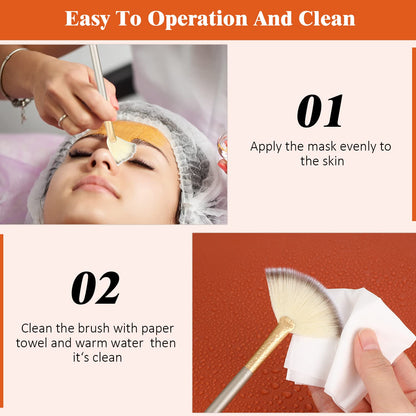 9 Pieces Facial Fan Mask Brushes, Soft Facial Applicator Brushes Tools for Peel Glycolic Makeup for Mud Cream(Champagne)