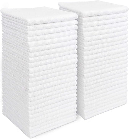 AIDEA Microfiber Cleaning Cloth White 50PK, Cleaning Rags, Lint Free Microfiber
