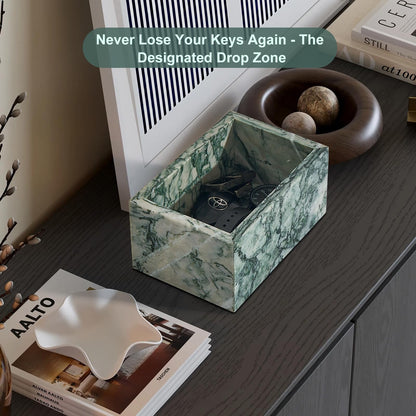 Sumlus Natural Marble Storage Box with Lid, Rectangular Stone Organizer Box for Jewelry, Cotton Swabs, Makeup, 5.9x3.9x3.1 Inch Luxury Home Decor Marble Keepsake Box