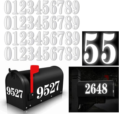 Kattykitty White Mailbox Numbers for outside, Vinyl Waterproof Mailbox Number Stickers, Address Numbers for House, House Numbers for Outside(4 inch, 5 sets)