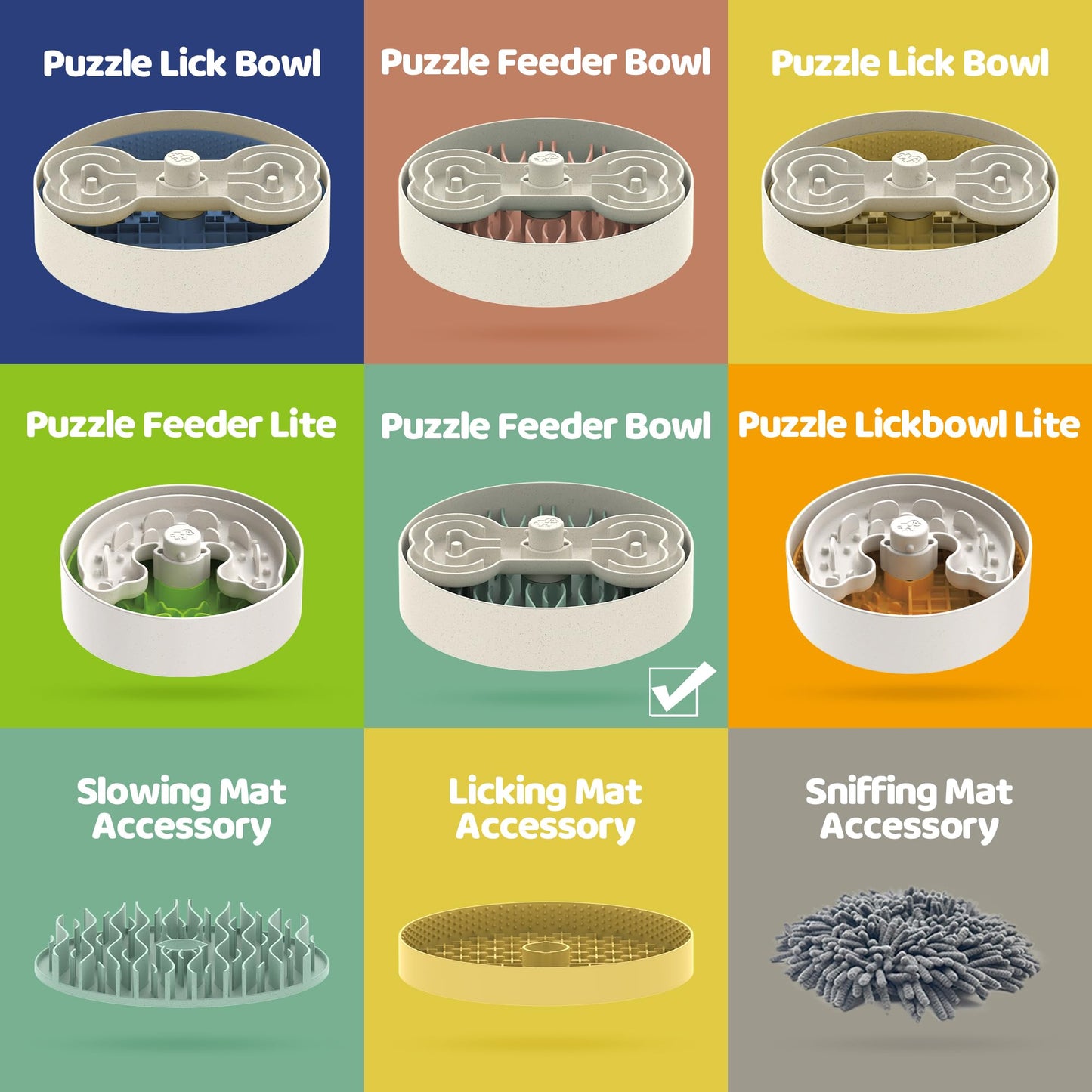 Puzzle Feeder Slow Feeder Dog Bowl for Large Dogs with Non-Slip Base - Adjustable Speed Design, Removable Puzzle Inserts & Dishwasher Safe, Green