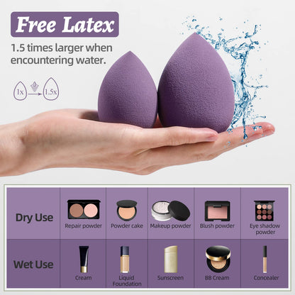 Makeup Sponge Set BS-MALL with Storage Case 7 Pcs for Liquid, Cream, and Powder,SAVE Foundation with 1 Mini Makeup Sponge For Travel Daily Use (A-Pink）
