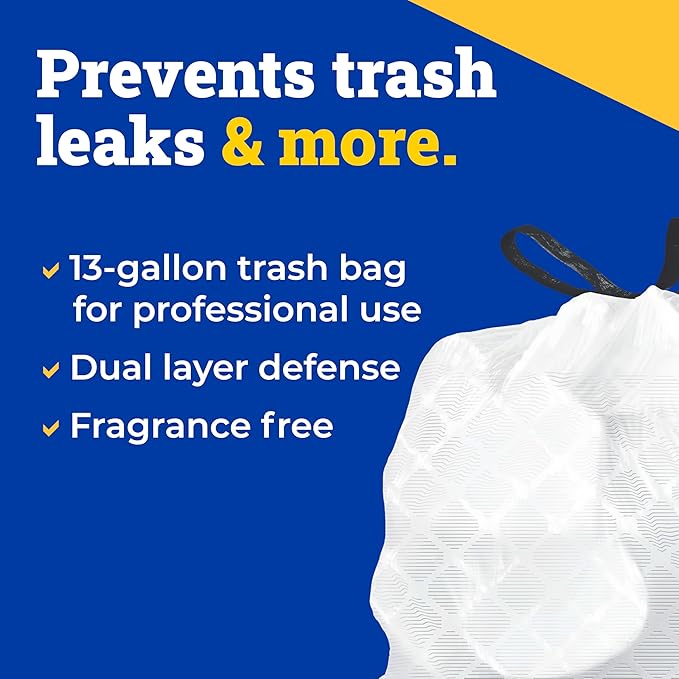 CloroxPro Glad ForceFlex Tall Drawstring Trash Bags, 13 Gal, 100 Ct