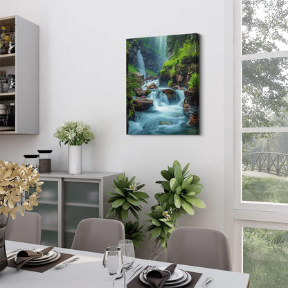 Waterfall Canvas Wall Art Nature Forest Pictures Zen Wall Decor Bathroom Decor Virginia Falls Landscape Poster Prints Tropical Mountain Scenery Painting Artwork Spa Living Room Home Decorations 12x16”