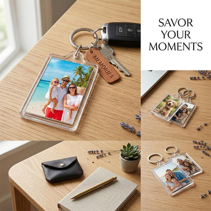 BOYIVI 16PCS Acrylic Photo Frame Keychain Holder Insert Blank Keyring Clear Picture Keychains for Customize DIY Craft Photo Display