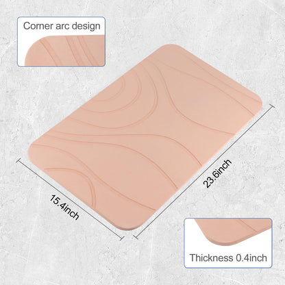 HUMIGA Stone Bath Mat, 2 Pack Diatomaceous Earth Shower Mat, Non-Slip Super Absorbent Quick Drying Bathroom Floor Mat, 24x15, Pink