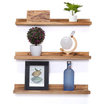 AZSKY 24 Inch Floating Shelves Set of 3 - Rustic Wood Picture Ledge Shelf for Home Storage Decor - Nursery Book Shelves, Wall Mounted Kids Bookshelf for Living Room, Bedroom, Photos & Vinyl Records