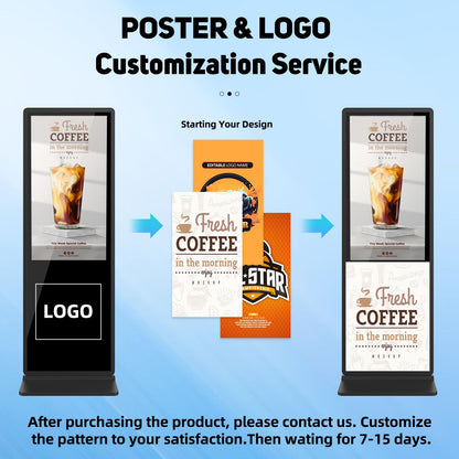 YCKJNB 43 inch Indoor Digital Signage Touchscreen,CMS Software,IPS Floor Standing Digital Kiosks Interactive Displays with WiFi HDMI/USB Input Auto AD Player, Android OS Black