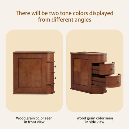 FAVSH Narrow End Table with Charging Station, Brown