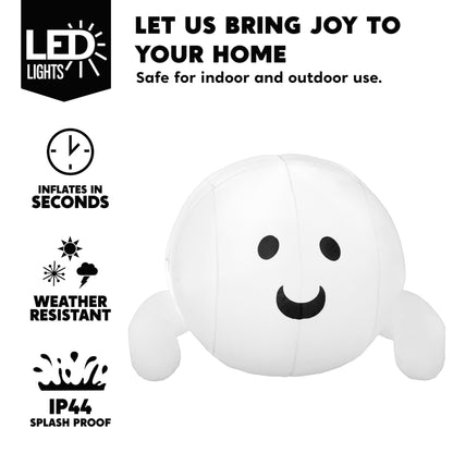 JOYIN Halloween Inflatable Outdoor Decorations, 4.5ft Inflatable Cute Ghost Decoration Lying On The Roof with LEDs, Halloween Blow Up Yard Decor for Parties Roof Decor