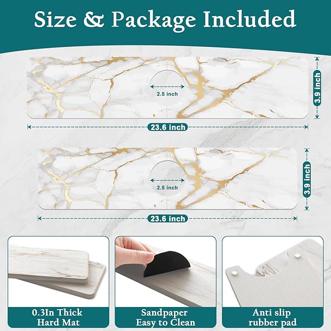 Mrcrypos Stone Faucet Mat for Kitchen Sink, 23.6" Fast Drying Sink Splash Guard
