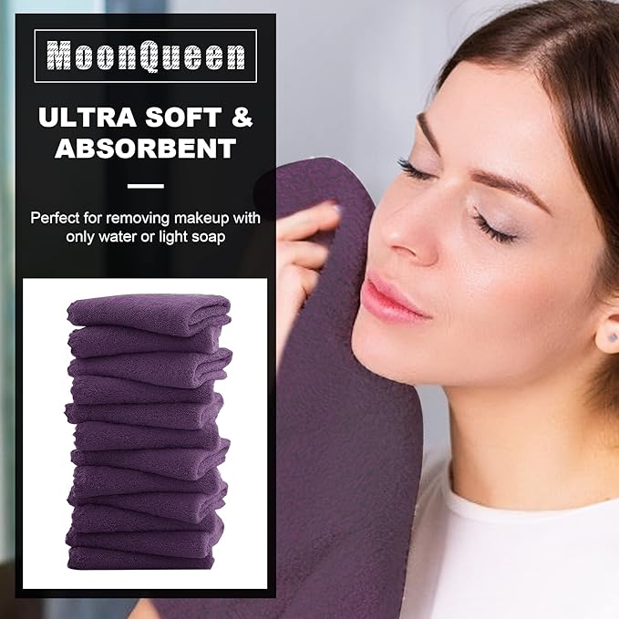 MOONQUEEN Microfiber Facial Cloths Fast Drying Washcloth 12 Pack