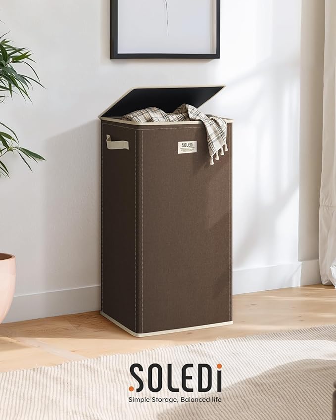 SOLEDI Laundry Hamper with Lid 100L Large & Tall Collapsible Laundry Basket