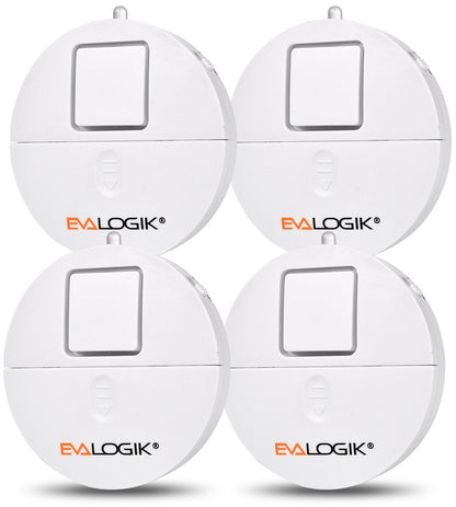 EVA LOGIK Modern Ultra-Thin Window Alarm with Loud 120dB Sound and Vibration Sensors Compatible with Virtually Any Window, Glass Break Alarm Perfect for Home, Office, Dorm Room- 4 Pack