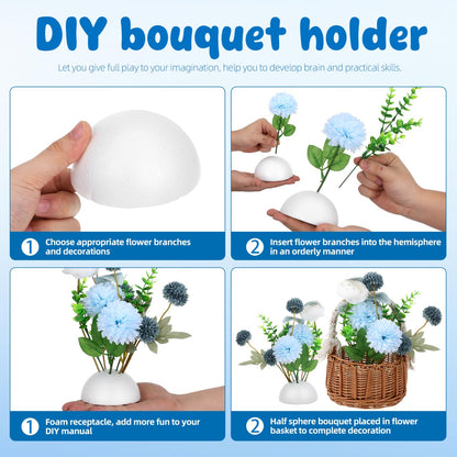 BESTOYARD 20Pcs Floral Foam Half Sphere, 4 Inch Styro Foam Balls for Artificial Flowers, White Round Arrangement Supplies, Bouquet Holder for Wedding, Plant Bouquet