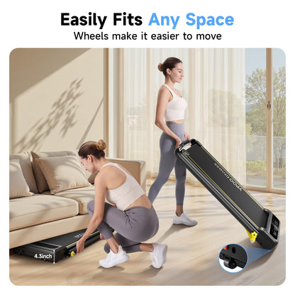 YPOO Walking Pad Treadmill, Incline Walking Pad with Handle, Foldable Treadmills for Home & Office, Compact Under Desk Running Machine for Workout Exercise Quiet