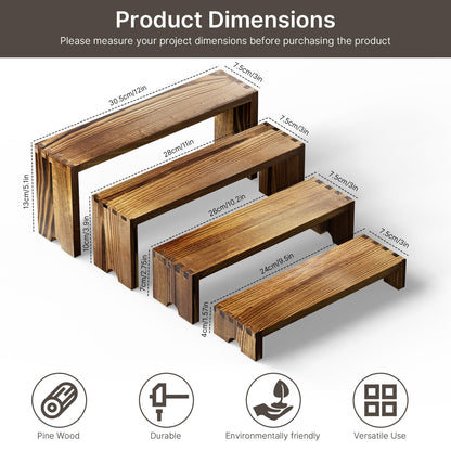 2 Set Wood Risers Tiered Display Stands Wooden Cupcake Stand Small Perfume Organizer Stackable Food Display Risers for Party Dessert Table Cologne Organizer Wood Risers for Decor Vendor, Brown