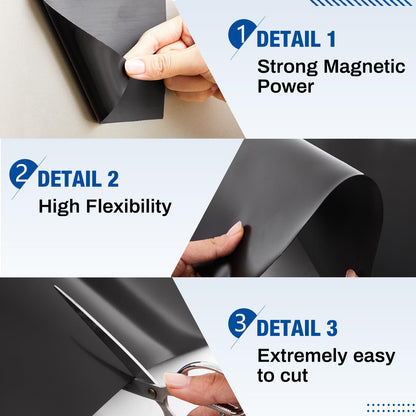 Amylove 12" x 5 ft Extra Large Magnetic Sheets Roll for Crafts, 30 Mil Black Flexible Vinyl Non Adhesive Cuttable Backing Sheet for Die Arts Refrigerator Metal Storage