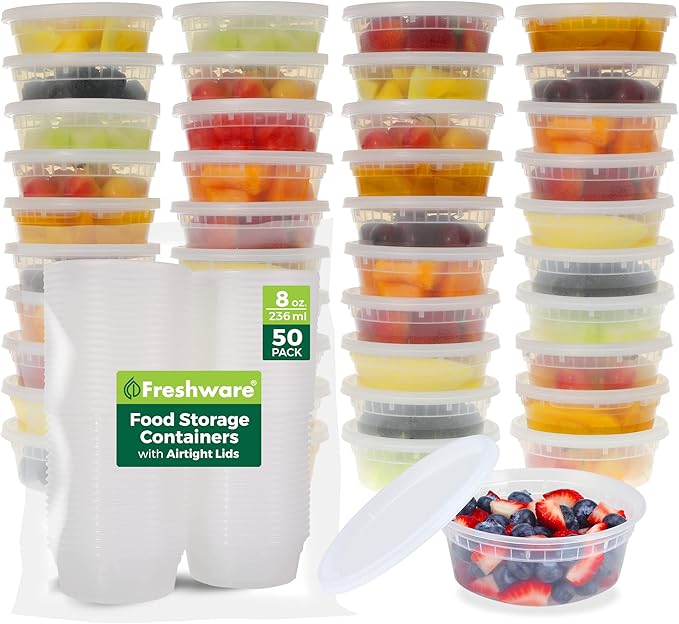 Freshware Food Storage Containers 8 oz Plastic Deli Containers