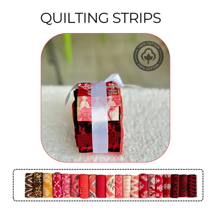 TWINS BOUTIQUE Quilting Strips – 100% Cotton Fabric Strips for Sewing & Crafting | Assorted Patterns | Ready to Use | Ideal for DIY Quilts, Patchwork, Crafts – 42"X 2.5"