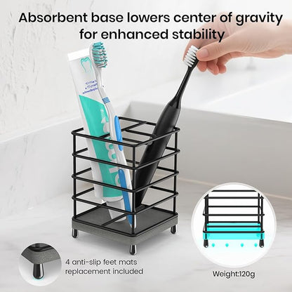 Toothbrush Holders with Quick Drying Mat—Black DiatomiteToothbrush and