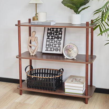 ALPOME 3 Tier Wooden Bookshelf, 31.5 Inch Modern Small Shelf Organizer, Sturdy Bookcase with 1" Thick Pillars for Home Office, Living Room, Easy No-Tool Assembly, Natural Wood Color