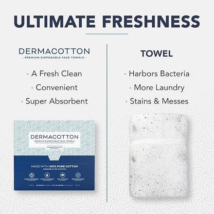 X-Large 100% Pure Cotton Face Towels – 50 Count Extra Large Disposable Wash