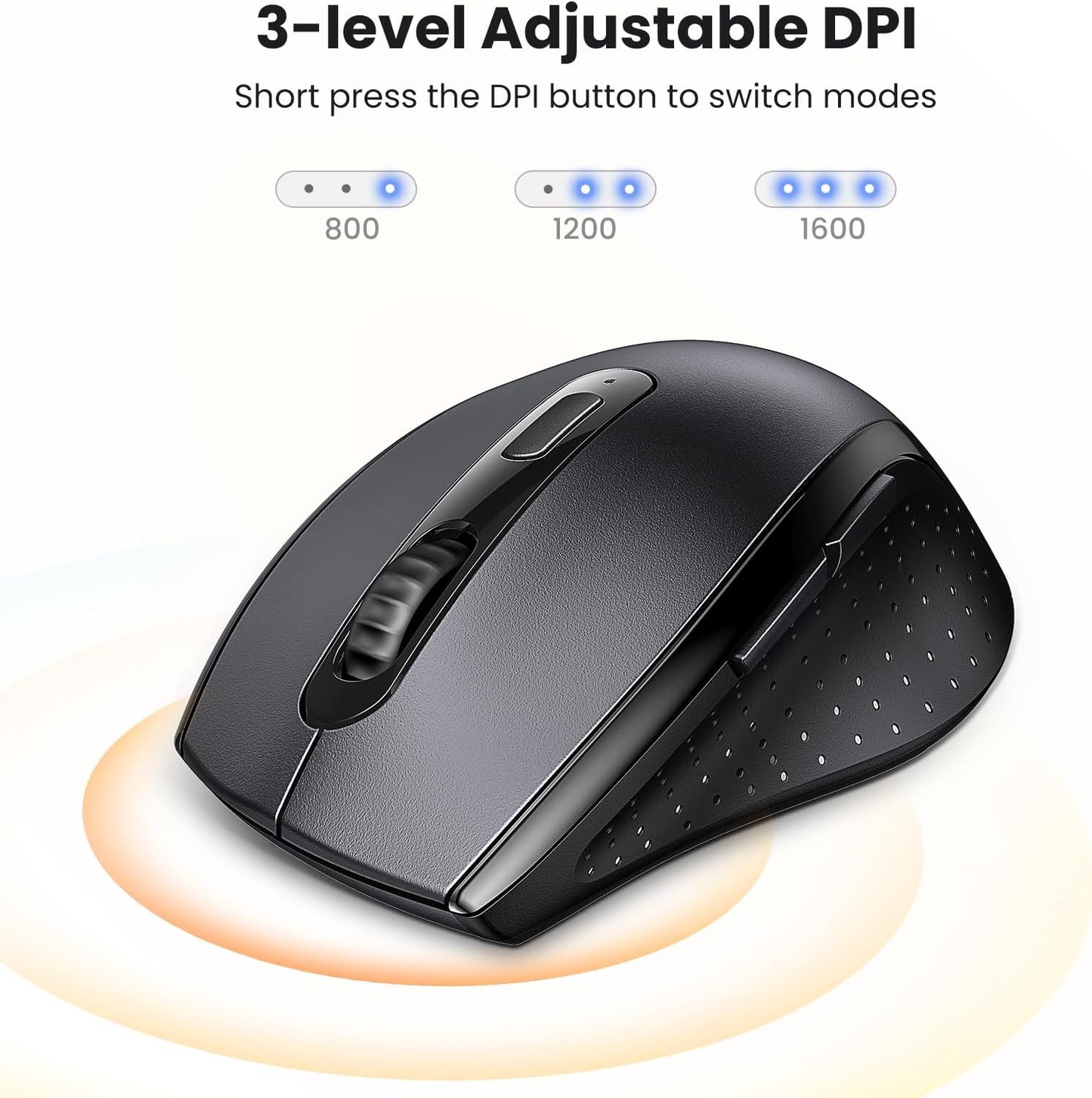 UGREEN 2.4GHz Wireless Mouse Ergonomic 1600 DPI USB Receiver Compatible with Windows Mac Linux Chromebook Laptop PC