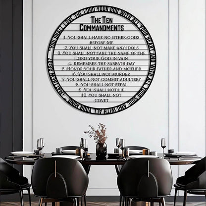 Christian Ten Commandments Metal Wall Art, 10 Commandments Bible Verse Metal Wall Art, Matthew 22:37 Scripture Wall Decor, You Shall Love The Lord Your God with All Your Heart (Gold, 24"x24"/60x60cm)