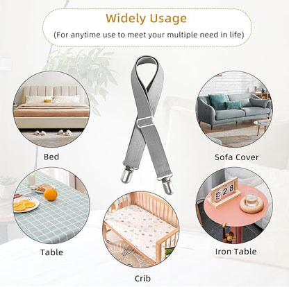 4Pcs Adjustable Bed Sheet Straps Clips, Elastic Mattress Sheet Fasteners Holder